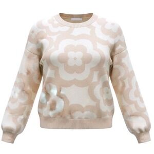 Abercrombie Kids Girls Floral Print Crewneck Sweater Size 11/12 Beige White